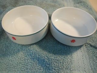 Set 2 America West Airlines 1st Class In Flight Porcelain Bowls 4 " With Logo Exc