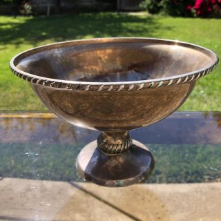 Vintage Pottery Barn Polished Silver Plate Footed Bowl