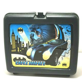 Vintage Batman Dc Comics Plastic Lunch Box With Thermos Black Euc
