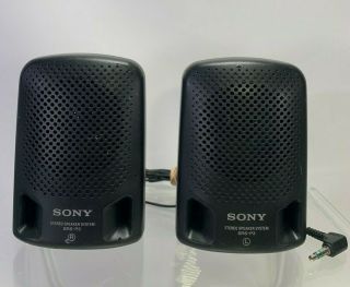 Vintage Sony Srs - P3 Stereo Speaker System - Mini For Walkman,  Diskman,  Computer