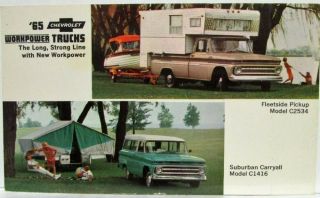 1965 Chevrolet Workpower Trucks Fleetside Pickup & Suburban Carryall Postcard