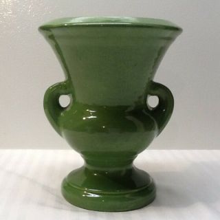 Vintage Heager Pottery Green Double Handled Vase - 1940 