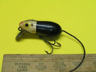 Vintage Unknown Tiny Mouse Wood Lure Glass Eyes (rare) As Found Tackle Box