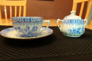 ❤ Vintage Blue & Gold Seltmann Weiden Germany Tea Cup,  Saucer & Sugar Bowl Set