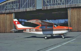 35mm Aircraft Slide Hb - Cxk Cessna T210l Turbo Centurion Basel Oct 1979