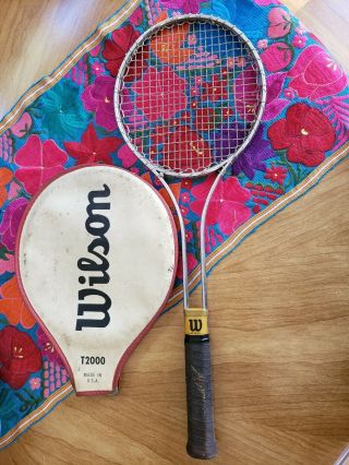 Vintage Wilson T2000 First Metal Tennis Racket.  4 5/8 Grip.