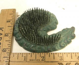 Unusual Feather Plume Shaped Metal Spiked Flower Frog " Univ Nov Prod Co Nyc Usa "