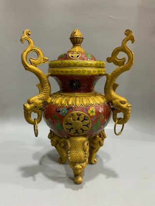 Chinese Ming Qing Old Cloisonne Incense Burner