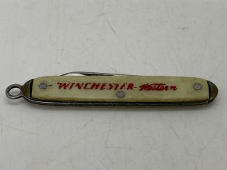 Vintage Winchester Western Fire Arms Gun Advertising Old Folding Pocket Knife