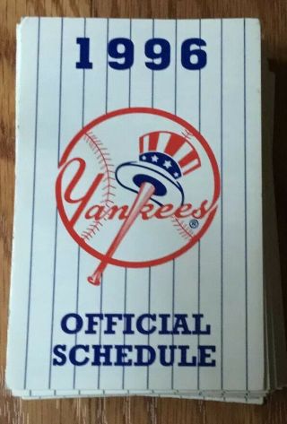 1996 York Yankees Official Baseball Pocket Schedule