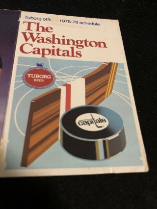 1975 - 76 Washington Capitals Hockey Pocket Schedule Tuborgbeer Version
