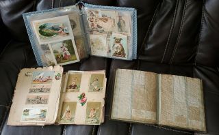 Antique Victorian Scrapbooks And Trade Cards,  Hundreds
