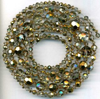 Beads Swarovski Cut Austrian Crystal Gold Flash Faceted 4 - 12mm 41 " Vintage