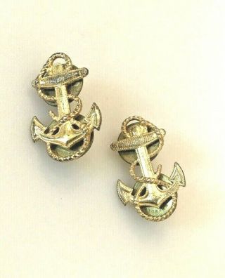 Vintage Wwii Us Navy Fouled Anchor With Rope Pin Double Pin 1” Set Of 2