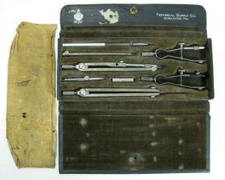 Vintage Set Of Precision Engineering Drafting Tools From Technical Supply Co,  Pa