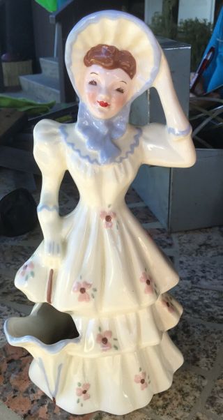 Vintage Florence Ceramic Lady Figurine Planter Emily Withhat Pasadena California