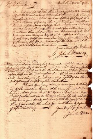 1761,  Bush River Company,  Maryland,  John Lee Webster,  Invoice For Goods