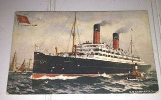 Vintage Postcard 1907 Cunard Line S.  S.  Carmania