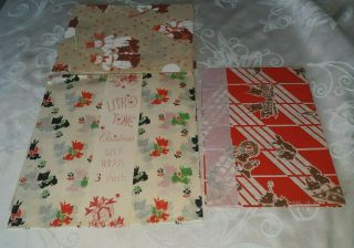 Vintage Christmas Tissue Paper Gift Wrap Scottie Dogs Litho Tone Old Store Stock