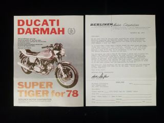 1978 Ducati Darmah 900 Tiger Brochure Berliner Sport Ss Euromart Meccanica