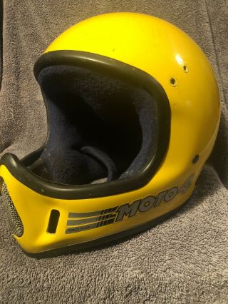 Vintage 1980 Snell Bell Moto4 Yellow Motocross Motorcycle Helmet Size 7 3/8