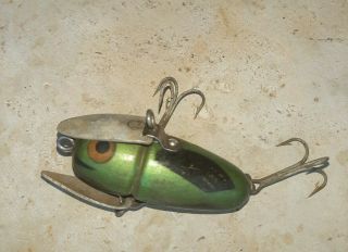 Vintage Heddon Dowagiac Crazy Crawler Wooden Metal Fin 2100 Antique Fishing Lure