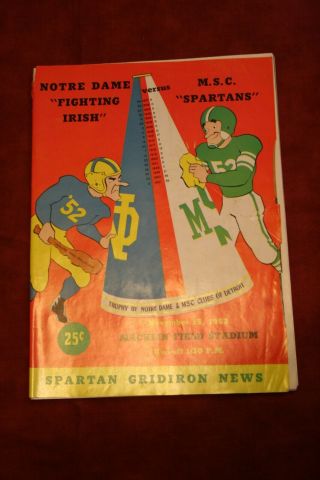Notre Dame Vs Michigan State Football Program,  1952
