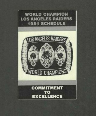 1984 Oakland Raiders Pocket Schedule Sponsored By Budweiser