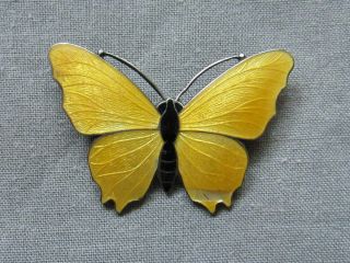 Antique J Atkins & Sons Ja&s Sterling Silver Enamel Butterfly Brooch
