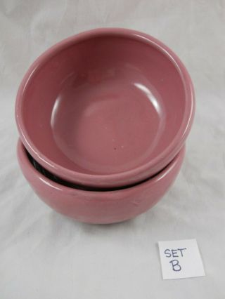 Set B Of 2 Vintage Pink Bybee Pottery 5 - 1/2 Inch Soup Bowls Kentucky Made Craft