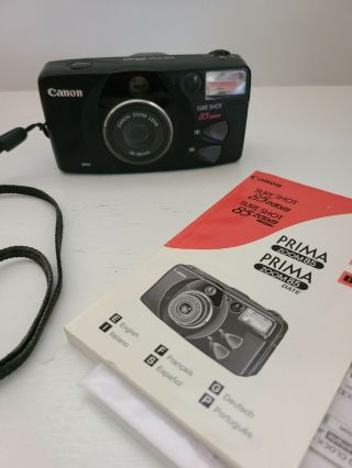 Canon Sure Shot 85 Zoom 38 - 85mm Vintage 35mm Film Camera Black - Not.