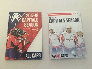 Washington Capitals 2017 - 18 & 2018 - 19 Pocket Schedules Nhl Ovechkin