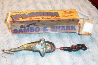 Vintage Souvenir Lucky Fish Lure Novelty Florida Shark,  Man Weighted Lure,  Obox