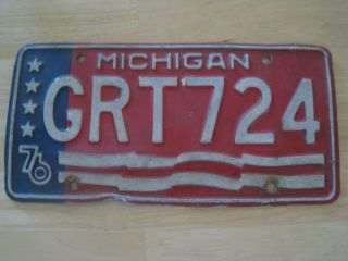 Michigan Usa 1976 Bi Centennial License Plate