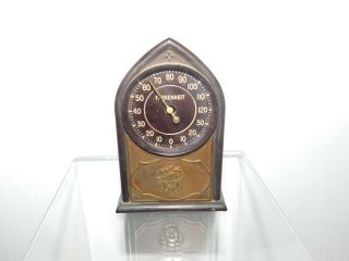 Vintage Small Themometer With Dial Gauge Plastic & Metal Construction Farenheit