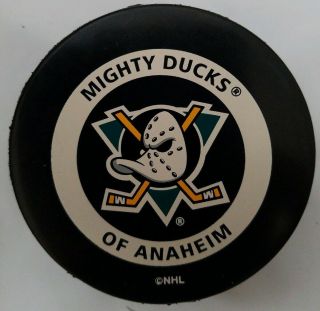 Mighty Ducks Of Anaheim Vintage Nhl Official Game Puck Gary B.  Bettman Inglasco