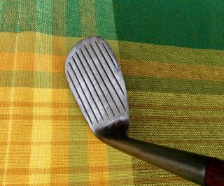 Antique Hickory Wood Shaft Golf Club Spalding Forged Model M - 6 Wide Groove Mn