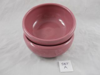 Set A Of 2 Vintage Pink Bybee Pottery 5 - 1/2 Inch Soup Bowls Kentucky Made Craft