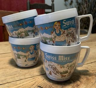 4 Vintage Swiss Miss Hot Chocolate Insulated Thermo Serv Mugs Cups West Bend