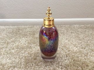 Vintage Iridescent Glass Perfume Bottle With Screw On Stopper