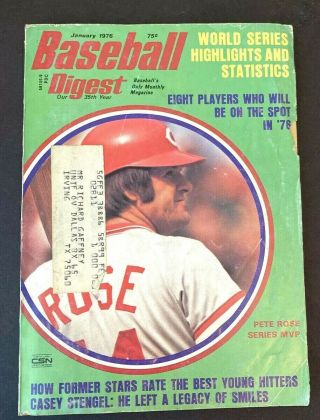 Vintage Baseball Digest Pete Rose Janauary 1976 Vol 35 No 1