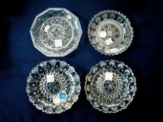 Antique Flint Glass Cup Plate Group Of 4: 39 48 49 (rivet,  Plunger) 95; Eapg Lacy
