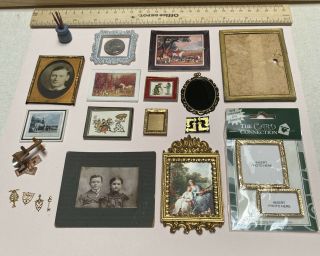 Dollhouse Miniature Vintage Artisan Stereograph Victorian Pictures Frames 1:12