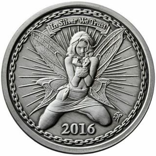 1 Oz Antique Silverbug Alyx The Fairy Silver Round - Limited Mintage Of 2,  500