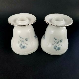 Johann Haviland Blue Garland 4 " Porcelain Candle Holder Bavaria Germany Set