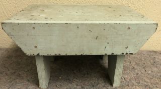 Antique Sturdy Wooden Step Stool With Great Paint
