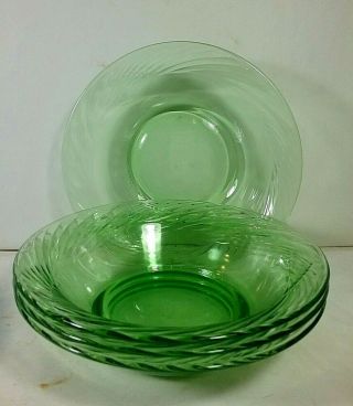 Vintage Pyrex Swirl Green Bowls 7 1/2 " (4)