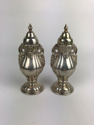 Vintage Baroque Wallace Silver Plate Salt And Pepper Shakers Heavy 5” Tall