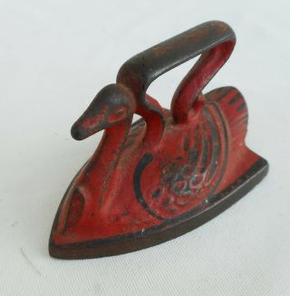 Antique Miniature Swan Sad Iron Cast Iron Salesman Sample W/original Paint