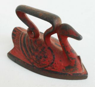 Antique Miniature Swan Sad Iron Cast Iron Salesman Sample W/Original Paint 2